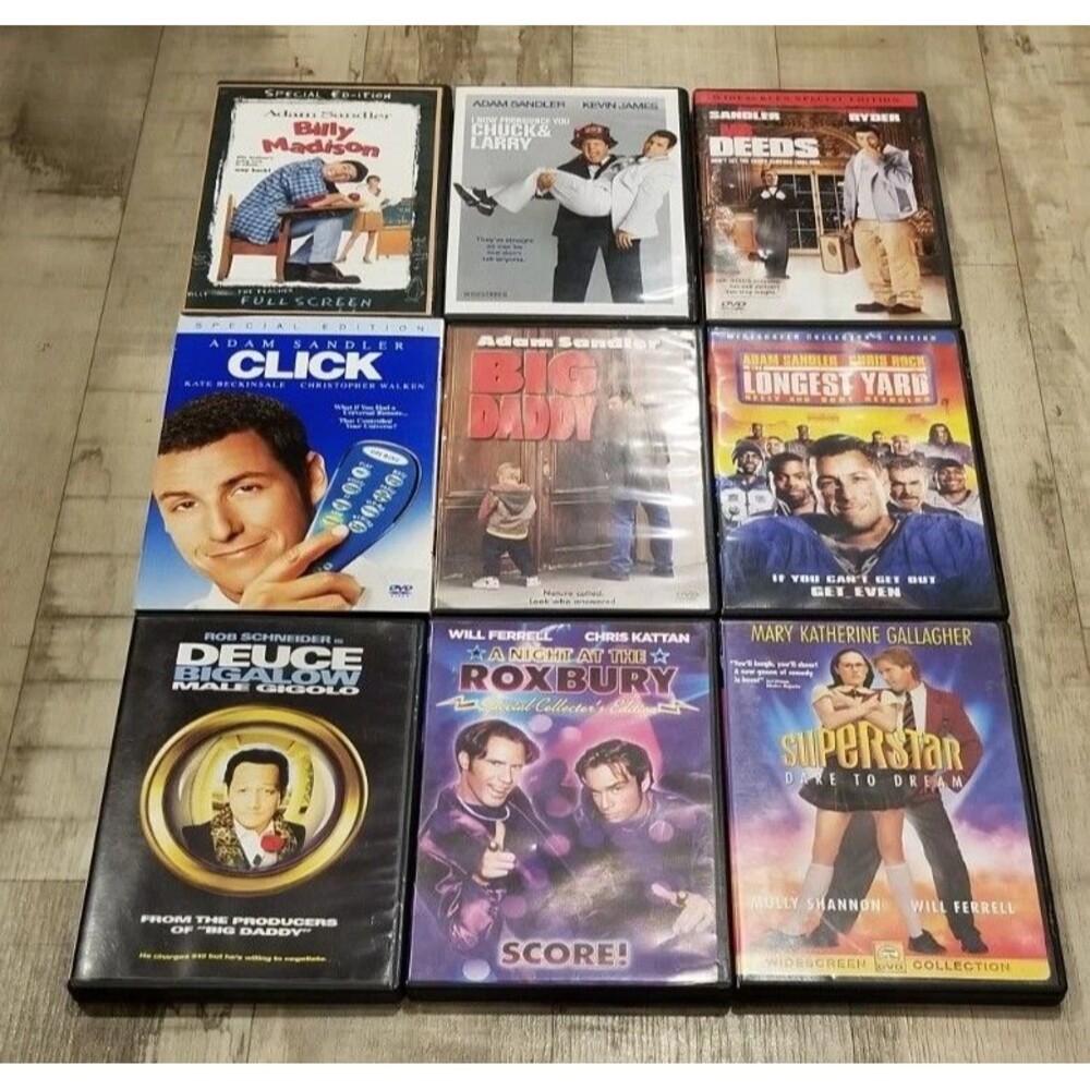 Comedy Adam Sandler SNL DVD Lot 9 Movies Family Favorites BILLY MADISON Mr Deeds